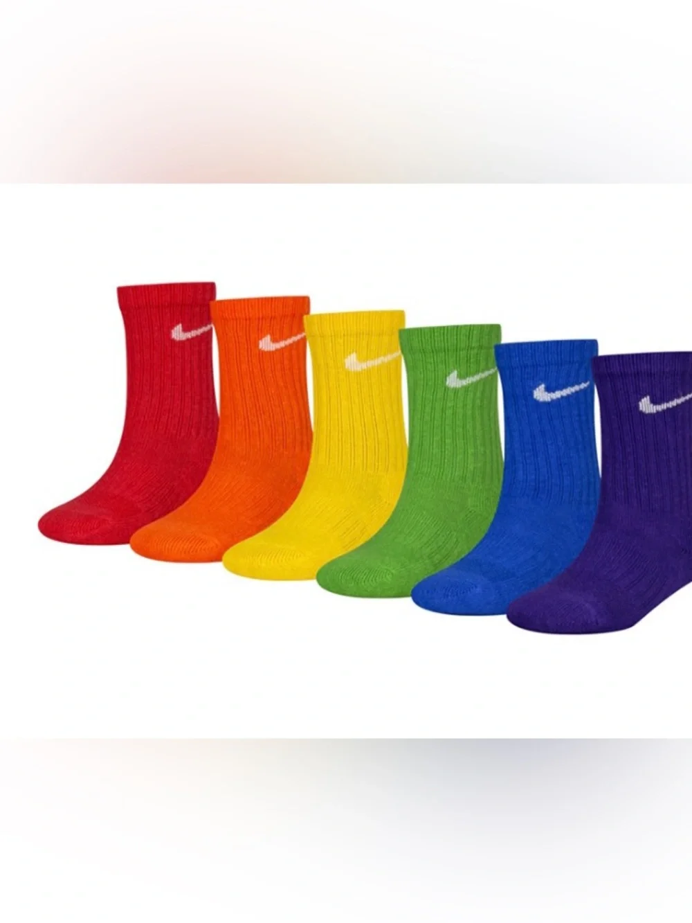 Nike Kids Rainbow Crew Socks - Red, Orange, Yellow, Green, Blue, Purple